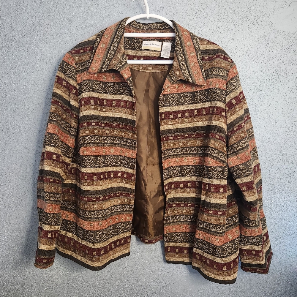 Alfred Dunner Vintage Striped Jacket with Earth Tones